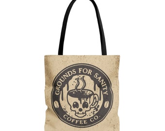 Skeleton Tote Bag, Gothic canvas bag, fall aesthetic, gift for coffee lover, skull tote bag, reusable bag, book bag, espresso beans, otg