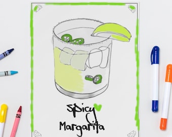 4 tequila coloring pages, relaxing anxiety, bartender pass time, tequila lover, digital download