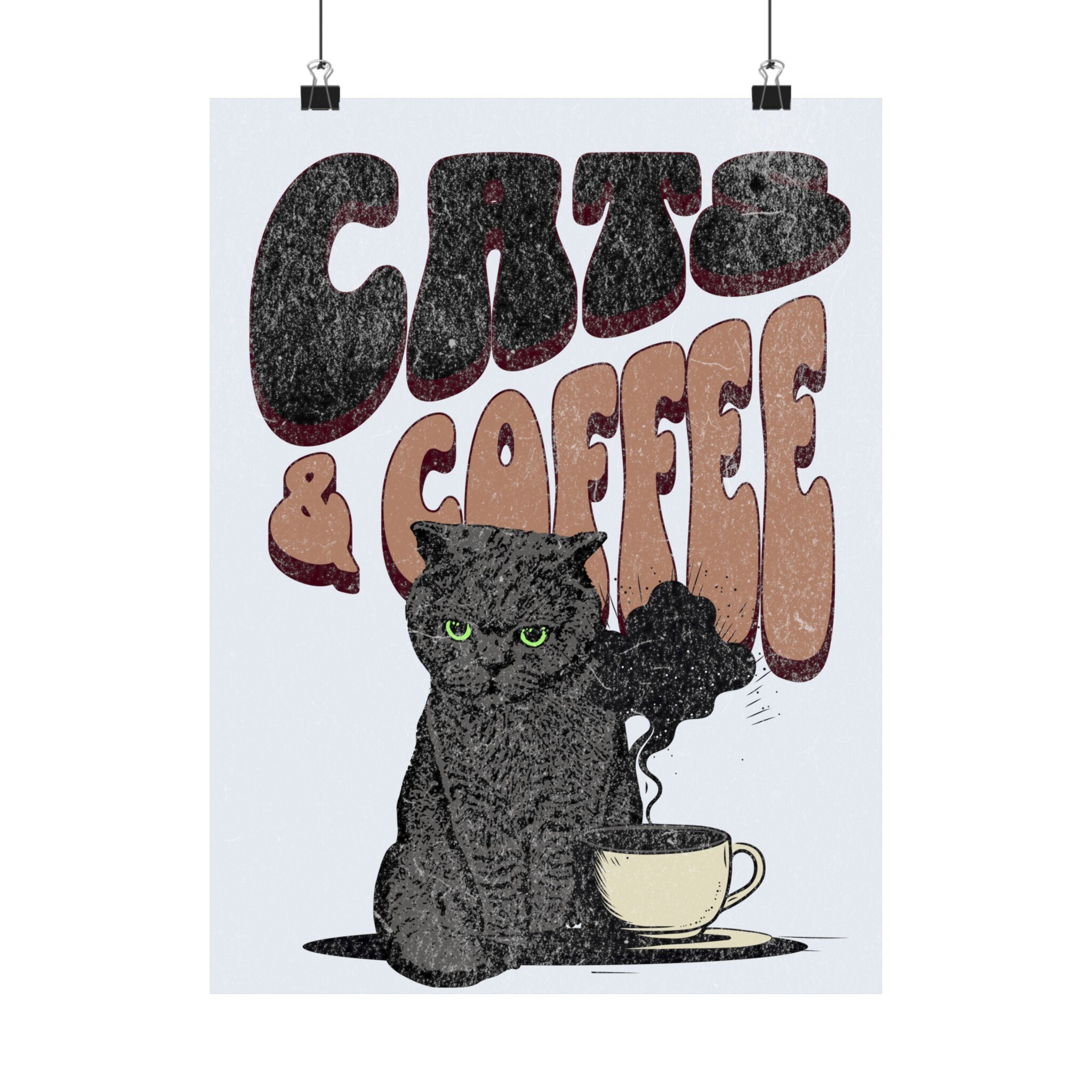 Cats and Coffee Poster, Coffee Bar Sign, Wall Decor, Cafe Art, Black ...