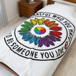 LGTBQ Rainbow love light weight Velveteen Plush Blanket Self-Care
