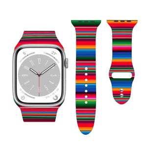 Mexican Sarape Zarape Double Buckle Apple Watch Band