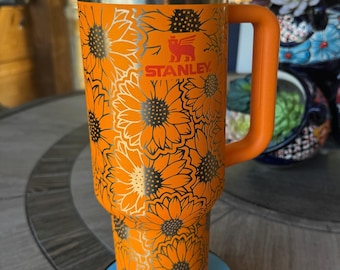 40 oz Sunflower Stanley Tumbler | Engraved Floral Quencher Cup