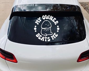 My Owner Beats Me car decal bumper sticker