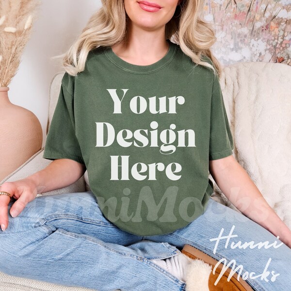 Comfort Colors Hemp Mockup, Hemp Comfort Colors, Green T-shirt Mockup, Oversized Model Mockup, CC Green Mockup, Comfort Colors 1717 Mockup