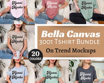 Bella Canvas 3001 Mockup Bundle, Tshirt Mockup Bundle, Shirt Mockup Bundle, 3001 Shirt Mock-up Bundle, Simple Bella Canvas T-Shirt Mockups