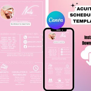 DIY Acuity Scheduling Site, Makeup booking site, lash tech booking site, hair stylist booking site, Canva DIY instant, Acuity template