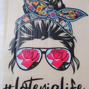 DTF Print Sassy Hair Bunyon Sun Glasses Loteria Life Bingo Heart Cards Cartas Mexico Flag Colors Ready to Press