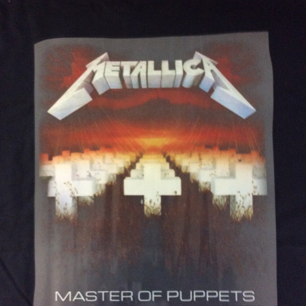 1 - DTF Halftone Metallica Master of Puppets Big/Tall Rock Band Ready to Heat Press Transfer for Black shirt