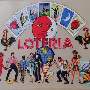 DTF Print El Sol La Luna Loteria Bingo Heart Cards Cartas Mexico Flag Colors Ready to Press