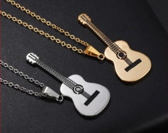 Guitar Necklace, Tinny Guitar Pendant, Music Necklace, Instrumental Jewelry, Musician Necklace, Electro Guitar Necklace, Gift for her