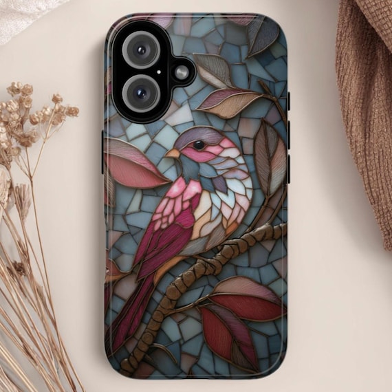 Mosaic Bird Tough Phone Case: Fits iPhone, Galaxy, Pixel