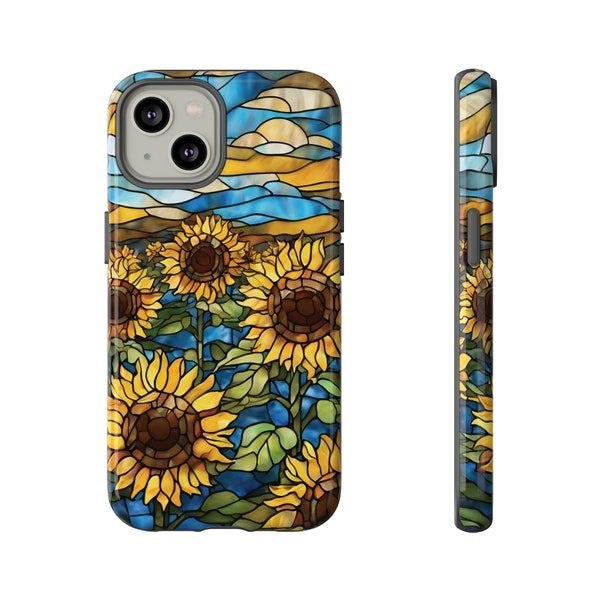 Stained Glass Sunflowers Cell Phone Case | iPhone Cases | Samsung Galaxy Cases | Google Pixel Cases | 46 Different Models