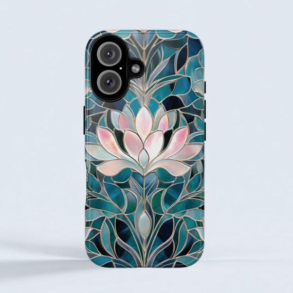 Stained Glass Lotus Tough Phone Case: Fits iPhone, Galaxy, Pixel