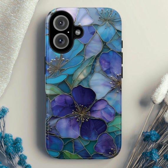 Stained Glass Flower Tough Phone Case: Fits iPhone, Galaxy, Pixel