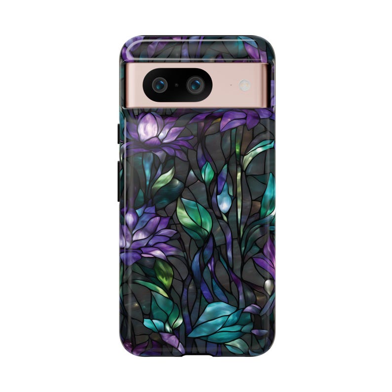 Stained Glass Purple Floral Tough Phone Case: Fits iPhone, Galaxy, Pixel image 13