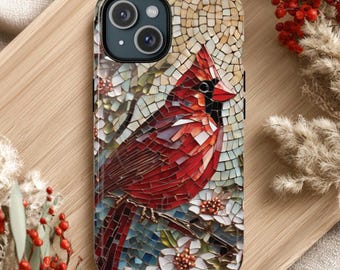 Cardinal Phone Case: Magsafe Compatible iPhone 14 15 16 17, Mosaic Design