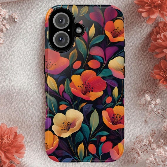 Vibrant Floral Tough Phone Case: Fits iPhone, Galaxy, Pixel