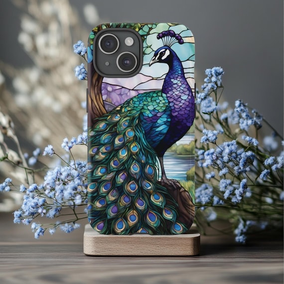 Peacock Phone Case, Fits iPhone & Samsung Galaxy Models, Peacock Phone Case, Nature Phone Case, Pretty Phone Case, Purple Blue Green Case