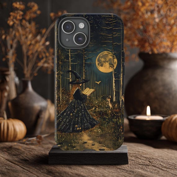 Witch Phone Case, Fits iPhone, Samsung Galaxy & Google Pixel Models, Forest Phone Case, Halloween Phone Case, Vintage Style, Whimsy