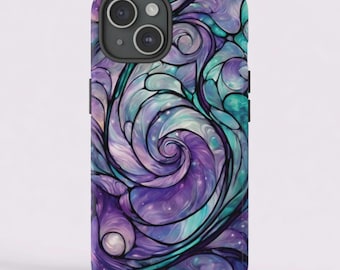 Purple & Teal Swirl Tough Phone Case for iPhone, Galaxy, Pixel