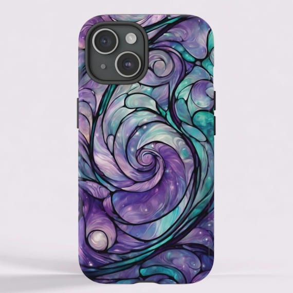 Purple & Teal Swirl Tough Phone Case for iPhone, Galaxy, Pixel
