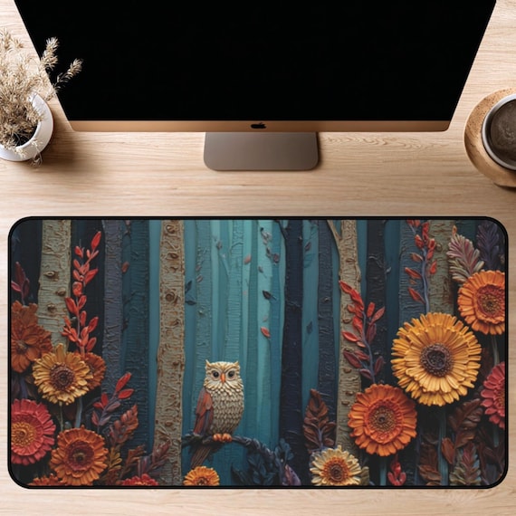 Woodland Owl Desk Mat: 12x18, 12x22, 16x32