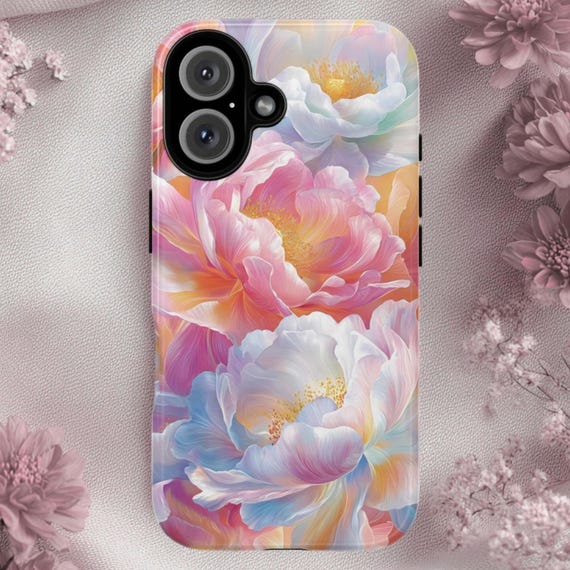 Pastel Peony Tough Phone Case: Fits iPhone, Galaxy, Pixel