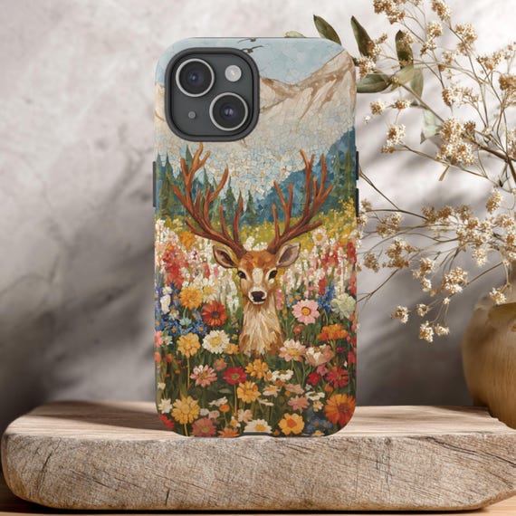 Deer Phone Case, Fits iPhone, Samsung Galaxy & Google Pixel Models, Nature Phone Case, Whimsy, Vintage Style, Cottagecore, Tough Phone Case