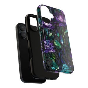 Stained Glass Purple Floral Tough Phone Case: Fits iPhone, Galaxy, Pixel image 3