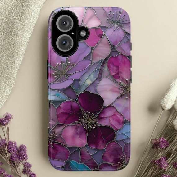 Stained Glass Flower Tough Phone Case: Fits iPhone, Galaxy, Pixel