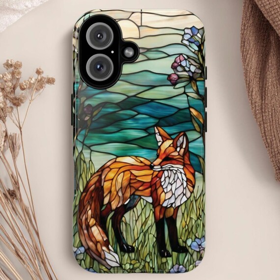 Stained Glass Fox Tough Phone Case: Fits iPhone, Galaxy, Pixel