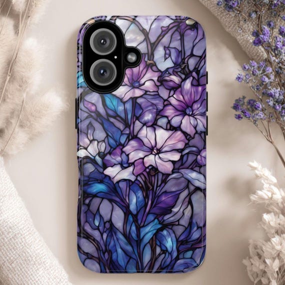 Stained Glass Flower Tough Phone Case: Fits iPhone, Galaxy, Pixel