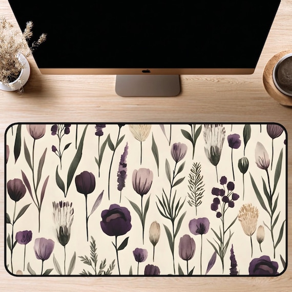 Flower Desk Mat, Floral Desk Pad, Boho Mousepad, Modern Office Decor, College Dorm Decor, Keyboard Mat, Elegant, Contemporary, Feminine