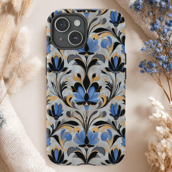 Vintage Floral Pattern Tough Phone Case: Fits iPhone, Galaxy, Pixel