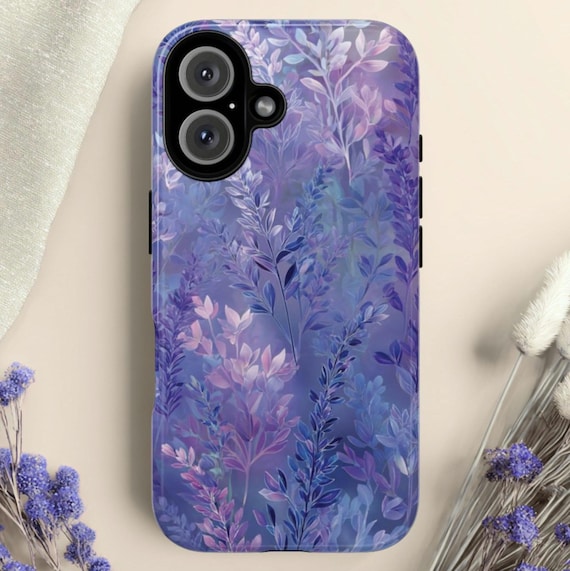 Purple Botanical Tough Phone Case: Fits iPhone, Galaxy, Pixel