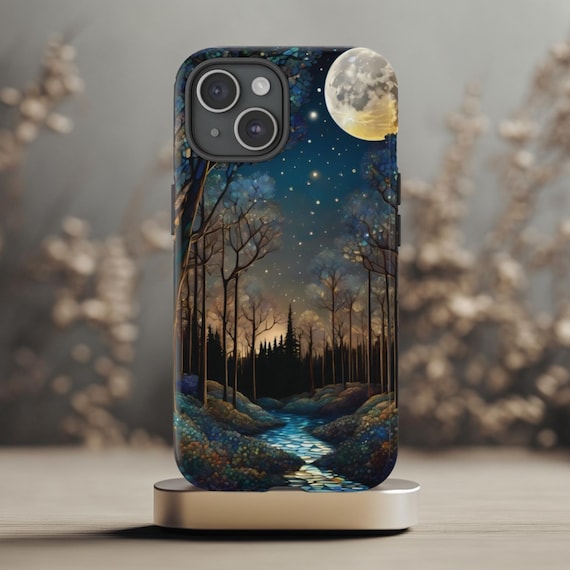 Forest Phone Case, Fits iPhone, Samsung Galaxy, Google Pixel Models, Whimsy Phone Case, Celestial Phone Case, Nature Phone Case, Stars Moon