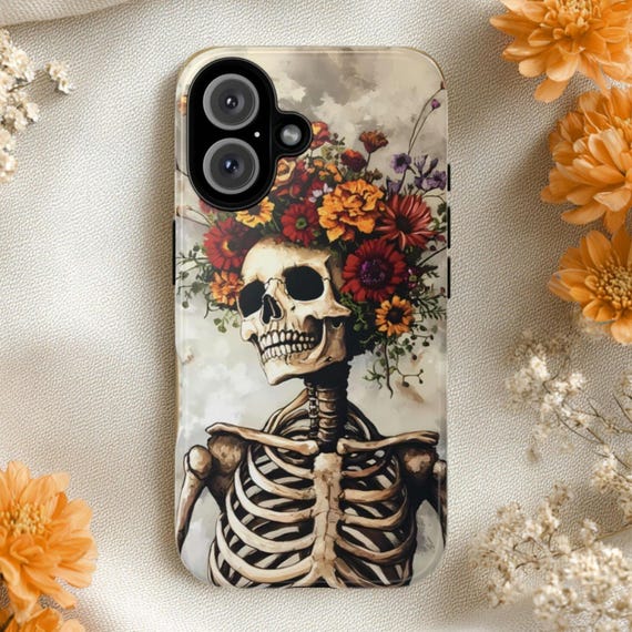 Boho Gothic Skeleton Tough Phone Case: Fits iPhone, Galaxy, Pixel