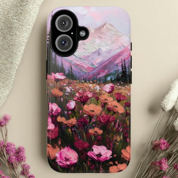 Mountains & Wildflowers Tough Phone Case, Fits iPhone, Galaxy, Pixel