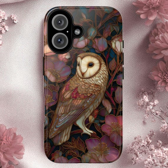 Stained Glass Owl Tough Phone Case: Fits iPhone, Galaxy, Pixel