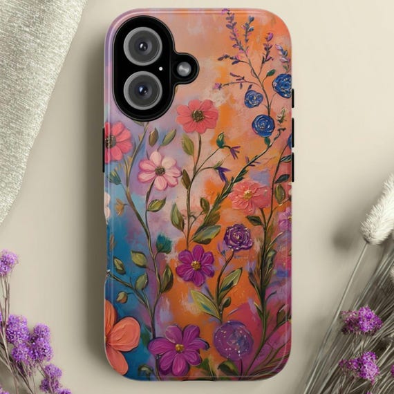 Boho Floral Tough Phone Case: Fits iPhone, Galaxy, Pixel