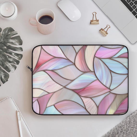 Stained Glass Laptop Sleeve, Pink Case for Macbook iPad Tablet, Feminine, Laptop Cover, Back to School Gift, Gift for Her, 12" 13" 15"