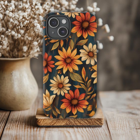 Flower Phone Case, Fits iPhone, Samsung Galaxy & Google Pixel Models, Tough Phone Case, Floral Phone Case, Rustic, Distressed, Boho, Vintage
