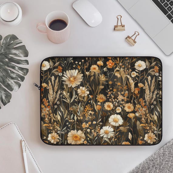 Boho Laptop Case, Floral Case for Macbook iPad Tablet, Laptop Cover, Flower Laptop Sleeve, Back to School Gift, 12" 13" 15", Bohemian