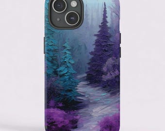 Purple & Teal Forest Tough Phone Case for iPhone, Galaxy, Pixel