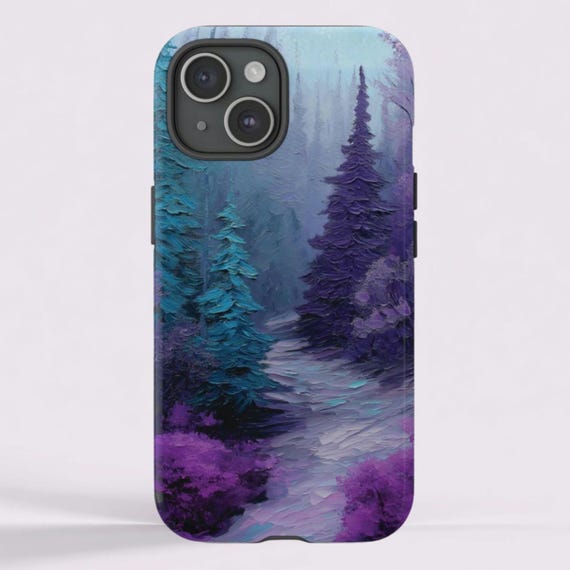 Purple & Teal Forest Tough Phone Case for iPhone, Galaxy, Pixel