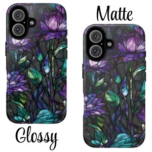 Stained Glass Purple Floral Tough Phone Case: Fits iPhone, Galaxy, Pixel image 4