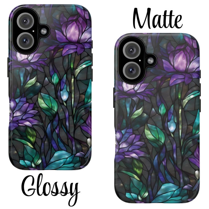 Stained Glass Purple Floral Tough Phone Case: Fits iPhone, Galaxy, Pixel image 4