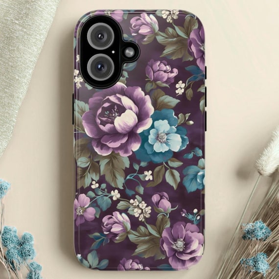 Vintage-Inspired Floral Tough Phone Case: Fits iPhone, Galaxy, Pixel