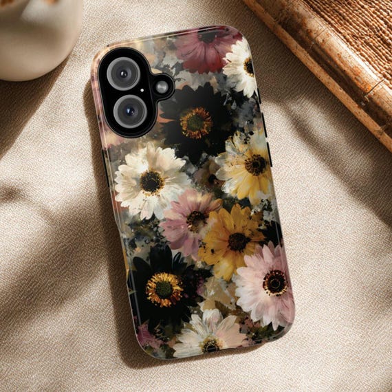 Moody Flower Tough Phone Case: Fits iPhone, Galaxy, Pixel, Floral Phone Case