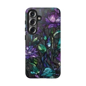 Stained Glass Purple Floral Tough Phone Case: Fits iPhone, Galaxy, Pixel image 14